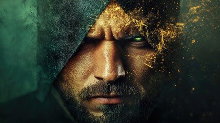 A person covered in mystical runes that shift and glow.