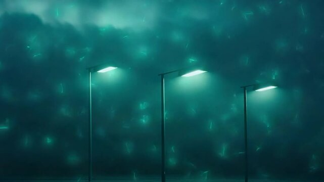 Misty Night Streetlights