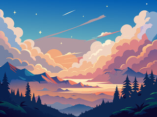 Naklejka premium sky landscape illustration