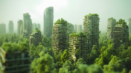 Fototapeta premium city ​​building with green environment concept