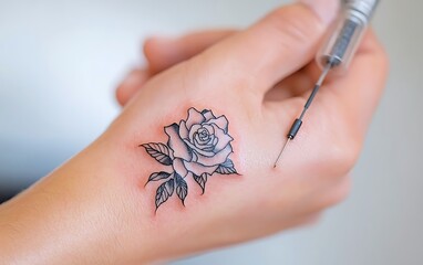 Obraz premium Rose Tattoo in Progress