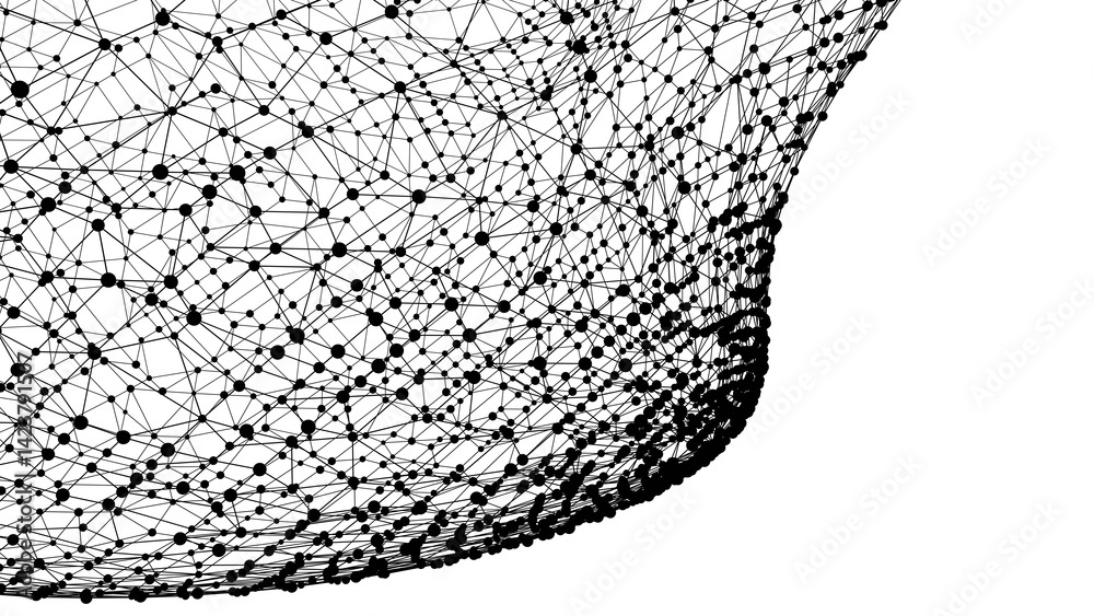Fototapete Technology abstract shape. Dots connected by lines. Minimalist mesh shape. Abstract polygonal shape.