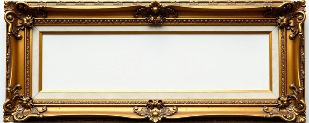Distressed golden frame, aged patina, classic proportions, photography prop, antique frame
