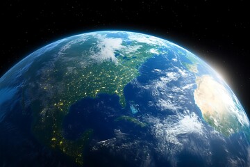 Earth's Western Hemisphere, illuminated by the dawn.