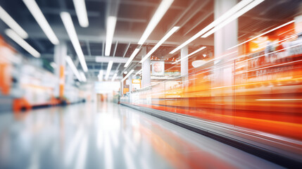 Image of supermarket shelves using motion and blur filters.