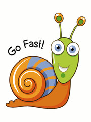 Cartoon Snail with Go Fast Message for Creative Designs.