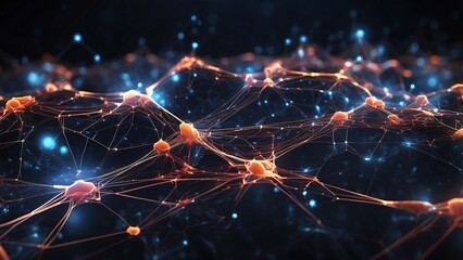 Abstract Network of Glowing Nodes and Connections