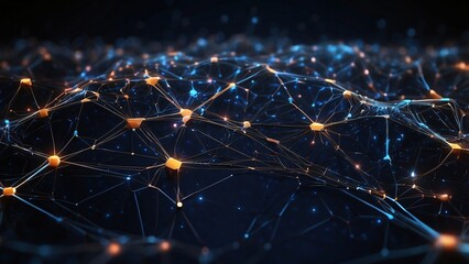 Abstract Network of Glowing Nodes and Connections