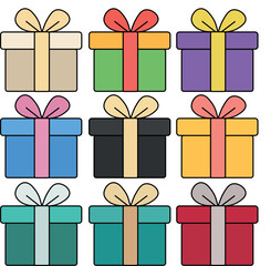 gift box vector with colorful ribbon decoration and arranged