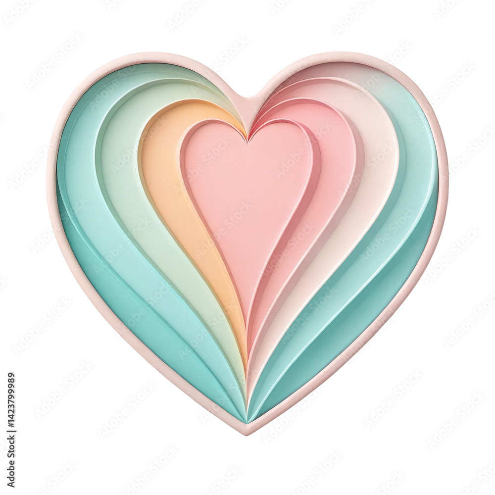 Aufkleber heart shaped layers in pastel tones create soothing and harmonious design on transparency background