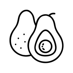 Avocado fruit healthy food nutrition diet vegan vegetarian organic ingredient superfood vector line art