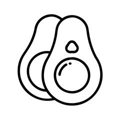 Avocado fruit healthy food nutrition diet vegan vegetarian ingredient delicious fresh outline vector icon