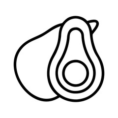 Avocado fruit outline healthy food vegan vegetarian diet fresh ingredient guacamole nutrition vector icon 90