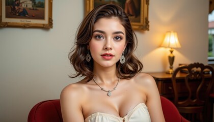 Sensual woman in classic retro style look vintage fashion lifestyle concept fashion photography studio background