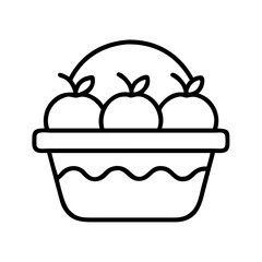 Outline apple basket vector illustration featuring fruit harvest and healthy eating concept art design element