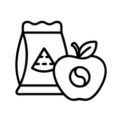 Outline vector illustration of apple fruit and snack bag healthy food nutrition diet concept design