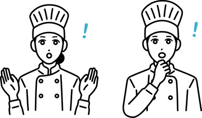 驚いている男女の料理人のアバター