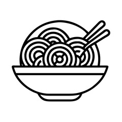 Bowl of noodles ramen illustration vector asian food japanese noodle soup chopsticks icon graphic design