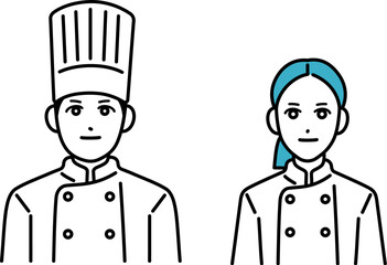 笑顔の男女の料理人のアバター
