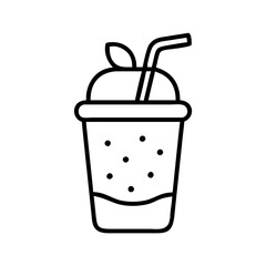 Delicious smoothie vector drink with straw, beverage illustration, juice icon, healthy food, cup art