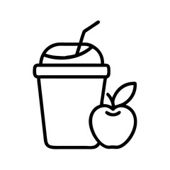 Illustration of smoothie drink with straw and apple fruit healthy beverage fresh juice diet vegan