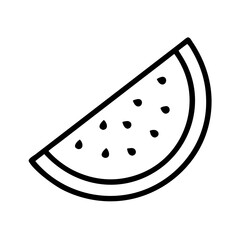 Watermelon slice fruit summer food healthy fresh juicy dessert sweet seed outline drawing vector icon