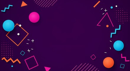 Vibrant 80s Retro Geometric Design Background with Bold Colors and Fun Shapes Perfect for Digital