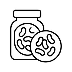 Outline bean jar vector illustration, food storage container with bean, bean icon, bean art vector
