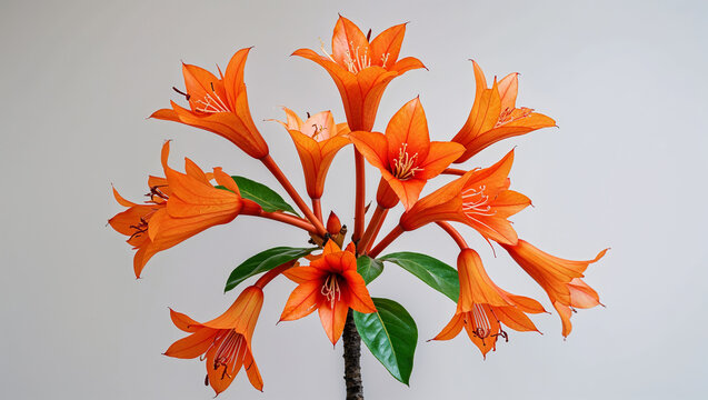 Blooming Bomarea Multiflora Plant Displaying Vibrant Orange Flowers Against A Soft Background
