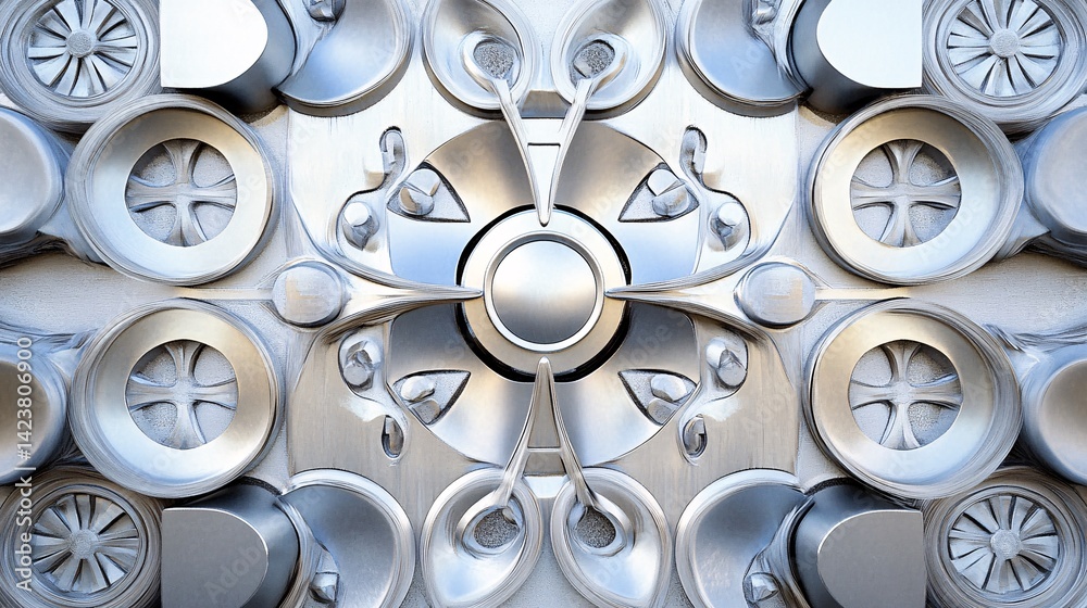 Aufkleber Abstract metallic structure forming symmetrical pattern