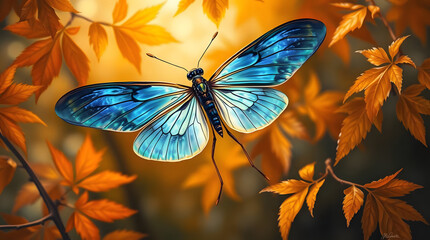 Glowing Firefly Illuminating the Night in a Tranquil Forest Setting