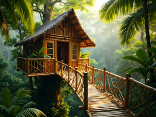 tropical house in tropical jungle