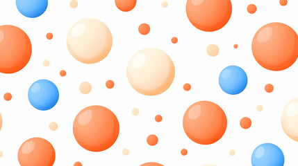 Abstract seamless pattern with pastel colored spheres on white background