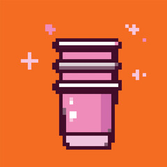 Pixel art icons for birthday celebration, fun and festive