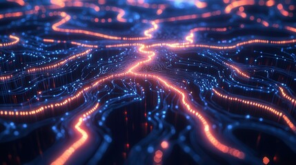 a digital future where high-tech circuits blend seamlessly with complex neural network patterns.