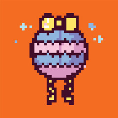 Pixel art icons for birthday celebration, fun and festive