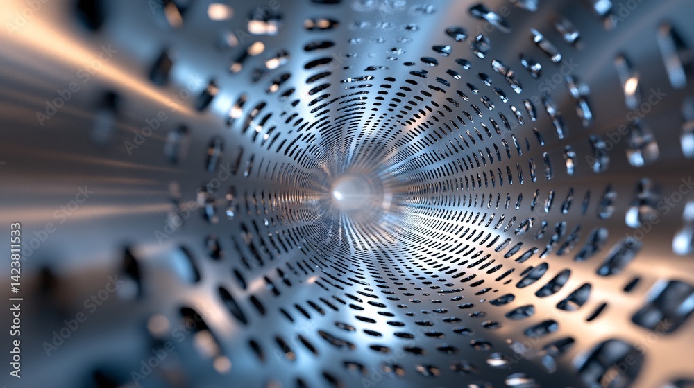 Poster Binary code forming a futuristic tunnel showing data flow