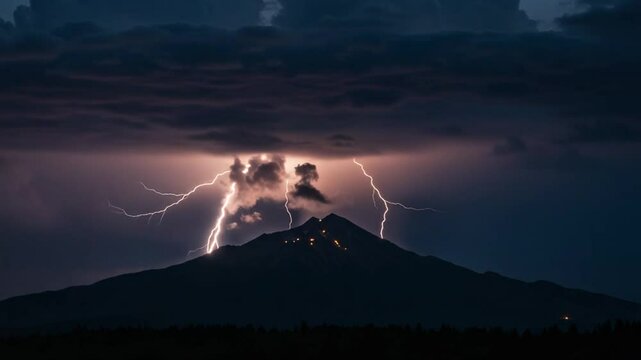 山岳雷光 神々しい夜空