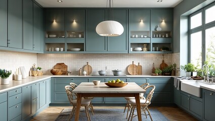 A calm space with streamlined surfaces and clutter free counters