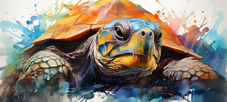 abstrak mozaic color of turtle Hero in darkness, ai generative
