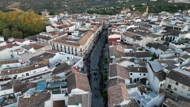 Semana Santa en Priego de C&oacute;rdoba. Pasos en vista de drone.