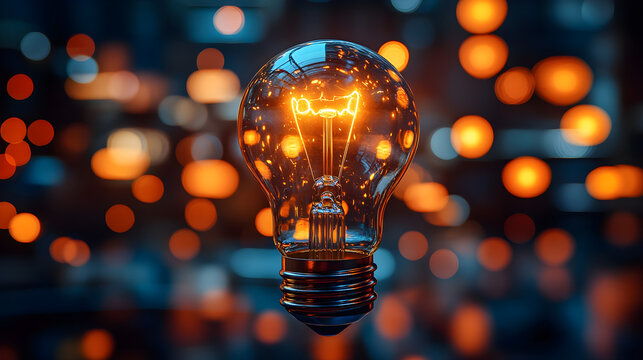 Light bulb glowing as a metaphor for smart ideas and business innovation