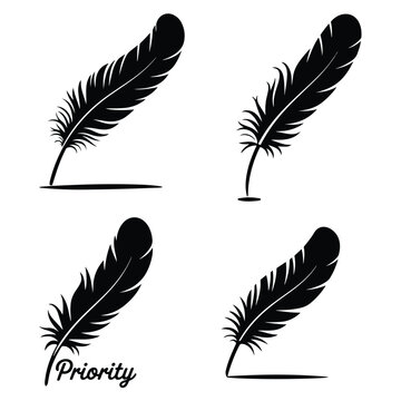 A silhouette of fether vector on a white background