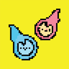 Pixel Art Oni Ghost Icon, Japanese Demon Design