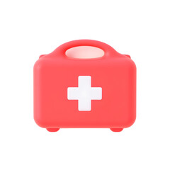 Obraz premium Isolated Red First Aid Kit Ready for Emergency Medical Assistance