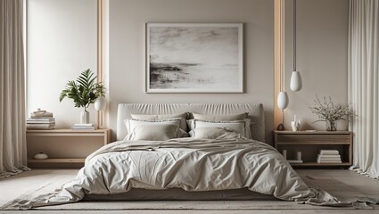 A minimalist bedroom with soft fabrics and quiet tones