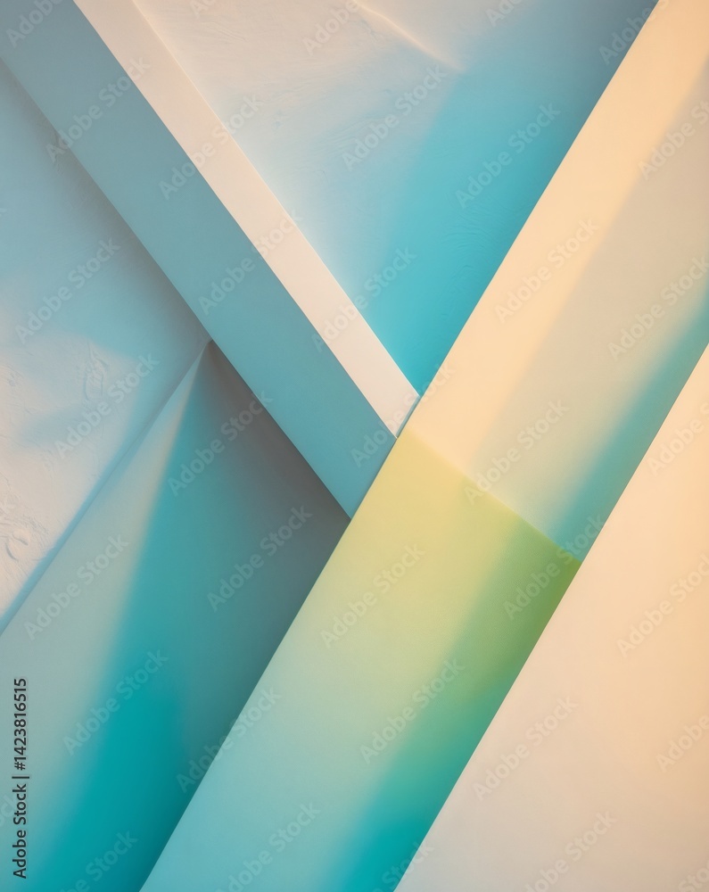 Poster geometric abstract composition in shades of blue and gold, forming an aesthetically pleasing design 