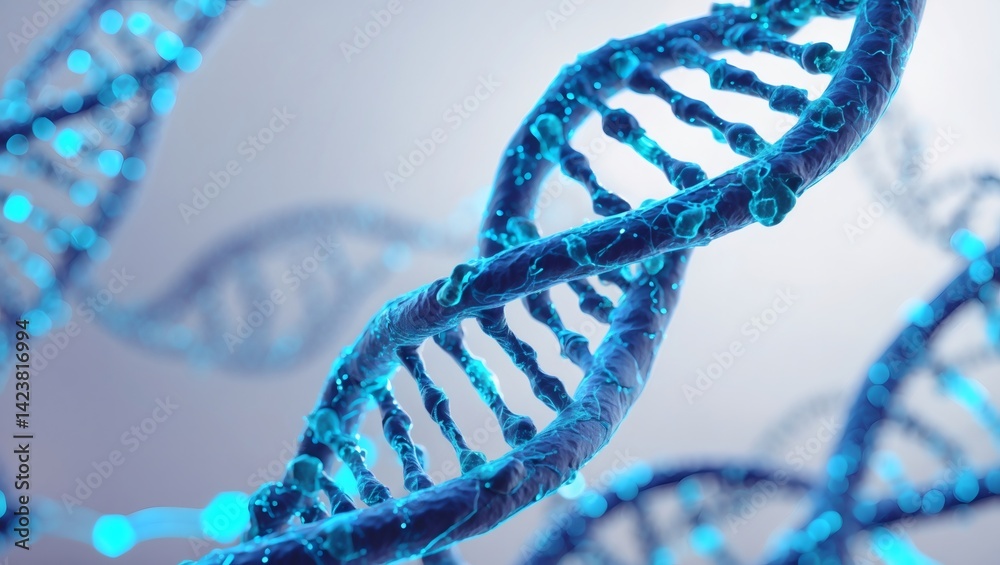 Aufkleber a stunning 3d rendering of a dna double helix with a luminous glow, showcasing the beauty and comple