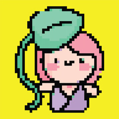 Pixel Art Oni Ghost Icon, Japanese Demon Design