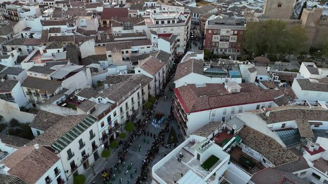 Semana Santa en Priego de C&oacute;rdoba. Pasos en vista de drone.